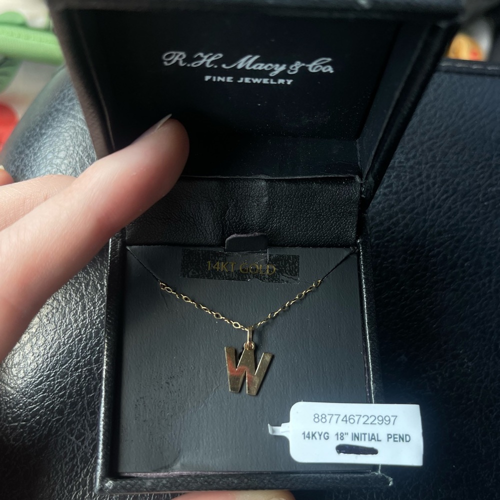 14k gold W initial necklace